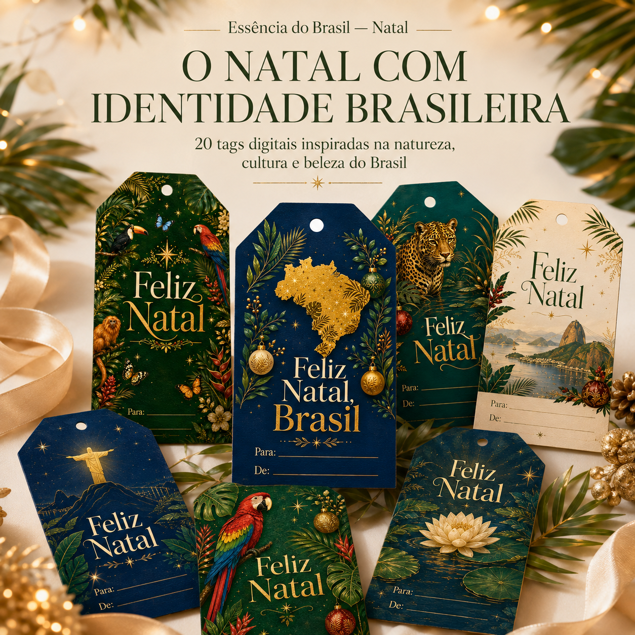 BR01 Coleção de Tags ESSÊNCIA DO BRASIL — NATAL — Tags Digitais para Impressão - Imagem 1