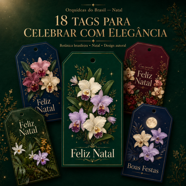 Orquídeas do Brasil — Natal | Coleção de 18 Tags Digitais Premium