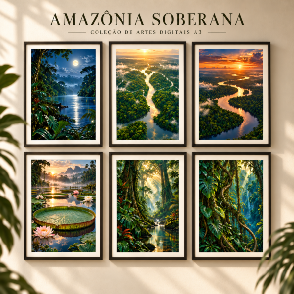 Coleção Amazônia Soberana — 10 Artes Digitais para Quadros